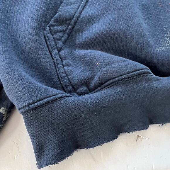 Vintage Y2K Navy Blue Nike Mini Swoosh Hoodie Sweatshirt M Paint Grunge Distress - Picture 6 of 9